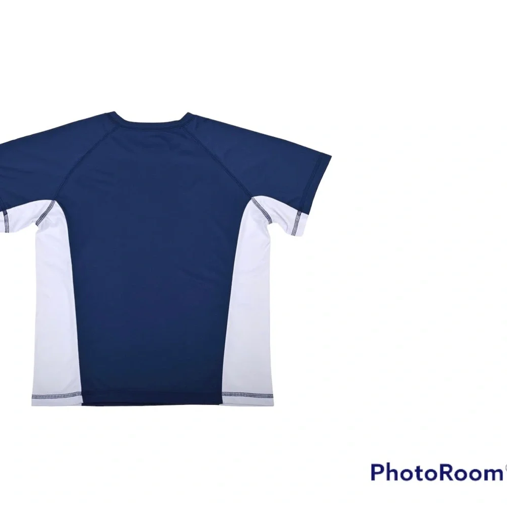 Beach Bros Little Boys Short Sleeve Blue and White Rash guard| Size: 2T